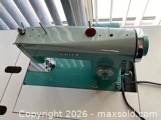 MaxSold Auction: White Vintage Mounted Sewing Machine with Cabinet and Stool - Wilmot (Ontario, Canada) PARTNER MANAGED Estate Sale Online Auction - Summit Crescent