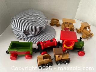 MaxSold Auction: Wooden Toy Train Set with Hat — Engine + Approx 6–8 Cars - Wilmot (Ontario, Canada) PARTNER MANAGED Estate Sale Online Auction - Summit Crescent
