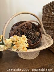 MaxSold Auction: Baskets & Silk Floral Arrangement in Ceramic Vase — Pink & Cream - Alexandria (Virginia, USA) SELLER MANAGED Downsizing Online Auction - Fort Worth Avenue