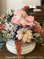 MaxSold Auction: Baskets & Silk Floral Arrangement in Ceramic Vase — Pink & Cream - Alexandria (Virginia, USA) SELLER MANAGED Downsizing Online Auction - Fort Worth Avenue