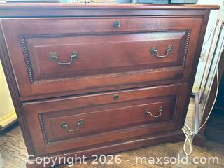 MaxSold Auction: Cherry 2-Drawer Lateral File Cabinet with Hanging File Rails - Alexandria (Virginia, USA) SELLER MANAGED Downsizing Online Auction - Fort Worth Avenue