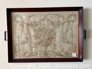 MaxSold Auction: Framed Embroidery Textile Art in Mahogany Wood Frame - Alexandria (Virginia, USA) SELLER MANAGED Downsizing Online Auction - Fort Worth Avenue