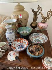 MaxSold Auction: Japanese Satsuma-Style Hand-Painted Porcelain Lamp, Vases, Bowls, Planter - Alexandria (Virginia, USA) SELLER MANAGED Downsizing Online Auction - Fort Worth Avenue