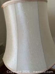 MaxSold Auction: Large Off-White Silk-Style Bell Empire Lamp with Base & Shade - Alexandria (Virginia, USA) SELLER MANAGED Downsizing Online Auction - Fort Worth Avenue