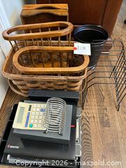 MaxSold Auction: Lot of 7+ Office Baskets, File Rack and Small Lock/Cash Box - Alexandria (Virginia, USA) SELLER MANAGED Downsizing Online Auction - Fort Worth Avenue