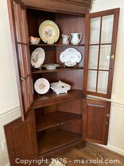 MaxSold Auction: Mahogany Traditional Solid Wood Corner Display Cabinet, Tall Brown - Alexandria (Virginia, USA) SELLER MANAGED Downsizing Online Auction - Fort Worth Avenue