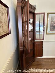 MaxSold Auction: Mahogany Traditional Solid Wood Corner Display Cabinet, Tall Brown - Alexandria (Virginia, USA) SELLER MANAGED Downsizing Online Auction - Fort Worth Avenue