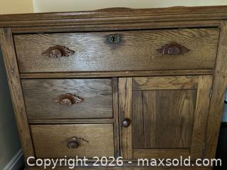 MaxSold Auction: Oak Rustic Farmhouse Chest of Drawers with Cabinet, Medium Brown - Alexandria (Virginia, USA) SELLER MANAGED Downsizing Online Auction - Fort Worth Avenue