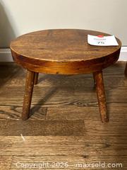 MaxSold Auction: Rustic Wooden 4-Leg Stool, Brown Natural Finish - Alexandria (Virginia, USA) SELLER MANAGED Downsizing Online Auction - Fort Worth Avenue