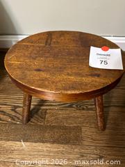 MaxSold Auction: Rustic Wooden 4-Leg Stool, Brown Natural Finish - Alexandria (Virginia, USA) SELLER MANAGED Downsizing Online Auction - Fort Worth Avenue