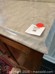 MaxSold Auction: Small Marble Top Accent Table with Wood Base - Alexandria (Virginia, USA) SELLER MANAGED Downsizing Online Auction - Fort Worth Avenue