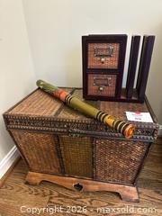 MaxSold Auction: Small Wicker & Wood Storage Trunk with Hinged Lid - Alexandria (Virginia, USA) SELLER MANAGED Downsizing Online Auction - Fort Worth Avenue