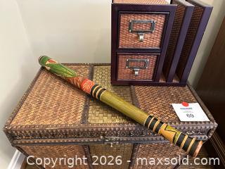 MaxSold Auction: Small Wicker & Wood Storage Trunk with Hinged Lid - Alexandria (Virginia, USA) SELLER MANAGED Downsizing Online Auction - Fort Worth Avenue