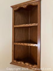 MaxSold Auction: Solid Oak Corner Cabinet & Corner Shelf, 3-Tier — Free-standing or Wall-mounted - Alexandria (Virginia, USA) SELLER MANAGED Downsizing Online Auction - Fort Worth Avenue