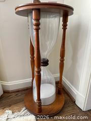 MaxSold Auction: Solid Wood Brown Hourglass Accent Table - Alexandria (Virginia, USA) SELLER MANAGED Downsizing Online Auction - Fort Worth Avenue