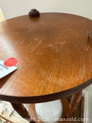MaxSold Auction: Solid Wood Brown Hourglass Accent Table - Alexandria (Virginia, USA) SELLER MANAGED Downsizing Online Auction - Fort Worth Avenue