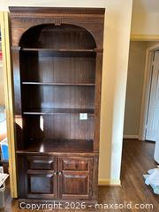 MaxSold Auction: Solid Wood Dark Brown Ethan Allen Bookcase Storage Cabinet with Doors - Alexandria (Virginia, USA) SELLER MANAGED Downsizing Online Auction - Fort Worth Avenue