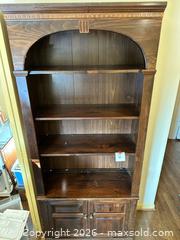 MaxSold Auction: Solid Wood Dark Brown Ethan Allen Bookcase Storage Cabinet with Doors - Alexandria (Virginia, USA) SELLER MANAGED Downsizing Online Auction - Fort Worth Avenue