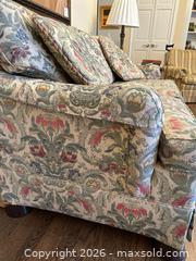 MaxSold Auction: Traditional 2-Seater Floral Tapestry Upholstered Sofa, Beige - Alexandria (Virginia, USA) SELLER MANAGED Downsizing Online Auction - Fort Worth Avenue