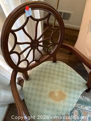 MaxSold Auction: Traditional Green Upholstered Armchair with Wood Frame - Alexandria (Virginia, USA) SELLER MANAGED Downsizing Online Auction - Fort Worth Avenue