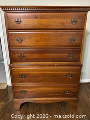 MaxSold Auction: Traditional Solid Cherry Dresser with Brass/Metal Pulls - Alexandria (Virginia, USA) SELLER MANAGED Downsizing Online Auction - Fort Worth Avenue