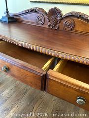 MaxSold Auction: Traditional Solid Wood Sideboard Buffet in Brown Natural Finish - Alexandria (Virginia, USA) SELLER MANAGED Downsizing Online Auction - Fort Worth Avenue