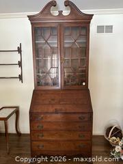 MaxSold Auction: Vintage Mahogany Solid Wood Chippendale/style Desk / Secretary - Alexandria (Virginia, USA) SELLER MANAGED Downsizing Online Auction - Fort Worth Avenue