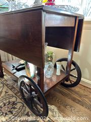 MaxSold Auction: Vintage Solid Wood Serving / Tea Cart with Drop Leaves - Alexandria (Virginia, USA) SELLER MANAGED Downsizing Online Auction - Fort Worth Avenue