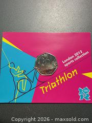 MaxSold Auction: 2011 UK 50p Coin London 2012 Triathlon Commemorative - Orange (Texas, USA) SELLER MANAGED Estate Sale Online Auction - Camelot Street
