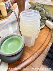 MaxSold Auction: Assorted Plastic Food Storage Containers with Organizer & Lids - Orange (Texas, USA) SELLER MANAGED Estate Sale Online Auction - Camelot Street