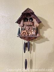 MaxSold Auction: Chalet Black Forest Cuckoo Clock with Music & Animated Figures - Orange (Texas, USA) SELLER MANAGED Estate Sale Online Auction - Camelot Street