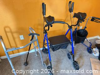 MaxSold Auction: Lot of 2 Mobility Aids — Rollator, Walker, Knee Walker, Transport Chair - Orange (Texas, USA) SELLER MANAGED Estate Sale Online Auction - Camelot Street