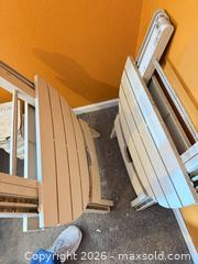 MaxSold Auction: Pair of Folding Plastic Patio Tables, White/Beige - Orange (Texas, USA) SELLER MANAGED Estate Sale Online Auction - Camelot Street