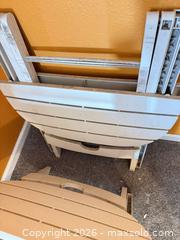 MaxSold Auction: Pair of Folding Plastic Patio Tables, White/Beige - Orange (Texas, USA) SELLER MANAGED Estate Sale Online Auction - Camelot Street