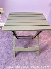 MaxSold Auction: Small Folding Plastic/Resin Side Table, Brown/Taupe - Orange (Texas, USA) SELLER MANAGED Estate Sale Online Auction - Camelot Street