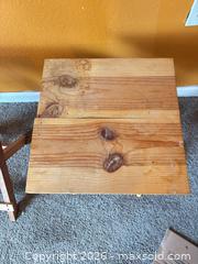 MaxSold Auction: Solid Wood Folding Side Table with Collapsible Legs - Orange (Texas, USA) SELLER MANAGED Estate Sale Online Auction - Camelot Street