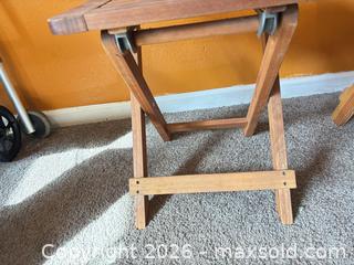 MaxSold Auction: Solid Wood Folding Side Table with Collapsible Legs - Orange (Texas, USA) SELLER MANAGED Estate Sale Online Auction - Camelot Street