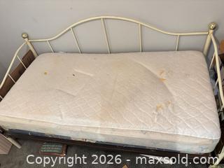 MaxSold Auction: Twin Metal Daybed Frame with Headboard, Mattress & Box Spring - Orange (Texas, USA) SELLER MANAGED Estate Sale Online Auction - Camelot Street