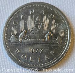 MaxSold Auction: 1977 Canada 1 Dollar Coin, Queen Elizabeth II Portrait - New Westminster (British Columbia, Canada) SELLER MANAGED Reseller Online Auction - Canfor Avenue