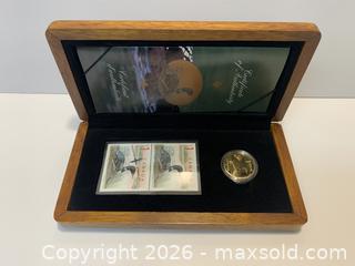 MaxSold Auction: 2004 Canada $1 Loon Collectible Coin & Stamp Set with Box - Contains Very Rare Canada $1 One Dollar Coin ELUSIVE LOONIE, 2004 (1/25,111) - New Westminster (British Columbia, Canada) SELLER MANAGED Reseller Online Auction - Canfor Avenue