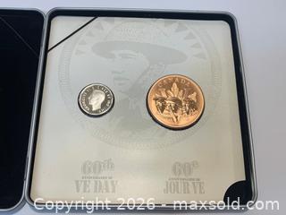 MaxSold Auction: 2005 Canada VE Day 60th Anniversary Commemorative Coin Set (Includes Silver Nickle) - New Westminster (British Columbia, Canada) SELLER MANAGED Reseller Online Auction - Canfor Avenue