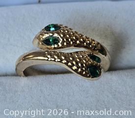 MaxSold Auction: Gold-Tone Snake Serpent Ring with Green Glass Crystal Accents, Large - New Westminster (British Columbia, Canada) SELLER MANAGED Reseller Online Auction - Canfor Avenue