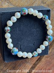 MaxSold Auction: white pearl  and cloisonne enamel beaded  bracelet - New Westminster (British Columbia, Canada) SELLER MANAGED Reseller Online Auction - Canfor Avenue