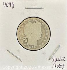 MaxSold Auction: 1898 US Silver Barbra Quarter Dollar  - Newmarket (Ontario, Canada) PARTNER MANAGED Reseller Online Auction - Walter Avenue