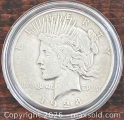 MaxSold Auction: 1928 US Silver Peace Dollar  - Newmarket (Ontario, Canada) PARTNER MANAGED Reseller Online Auction - Walter Avenue