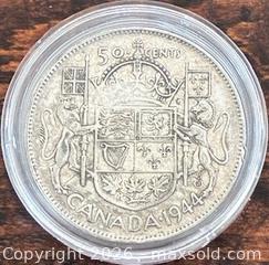 MaxSold Auction: 1946 Cdn. Silver King George VI 50 Cents  - Newmarket (Ontario, Canada) PARTNER MANAGED Reseller Online Auction - Walter Avenue