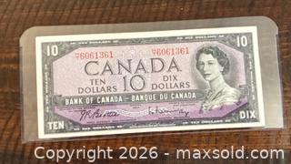 MaxSold Auction: 1954 Cdn. Queen Elizabeth II 10 Dollars Paper Banknote  - Newmarket (Ontario, Canada) PARTNER MANAGED Reseller Online Auction - Walter Avenue