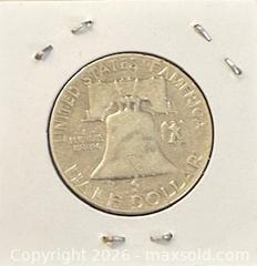 MaxSold Auction: 1954 US Silver Franklin Half Dollar  - Newmarket (Ontario, Canada) PARTNER MANAGED Reseller Online Auction - Walter Avenue