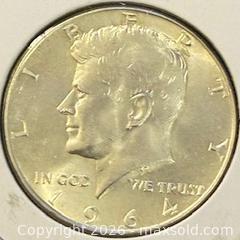 MaxSold Auction: 1964 US Silver Kennedy Half Dollar   - Newmarket (Ontario, Canada) PARTNER MANAGED Reseller Online Auction - Walter Avenue