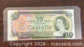 MaxSold Auction: 1969 Cdn. Queen Elizabeth II 20 Dollars Paper Banknote  - Newmarket (Ontario, Canada) PARTNER MANAGED Reseller Online Auction - Walter Avenue
